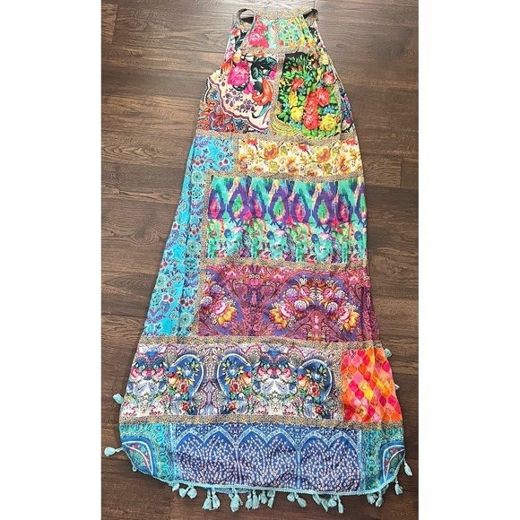 Lulalife Australia All‎ Over Mosaic BOHO Maxi Dress XS Floral Bohemian Pockets - Picture 6 of 9